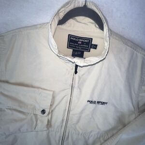 Polo Ralph Lauren Sport Jacket Mens XL Beige Full Zip Windbreaker Lightweight